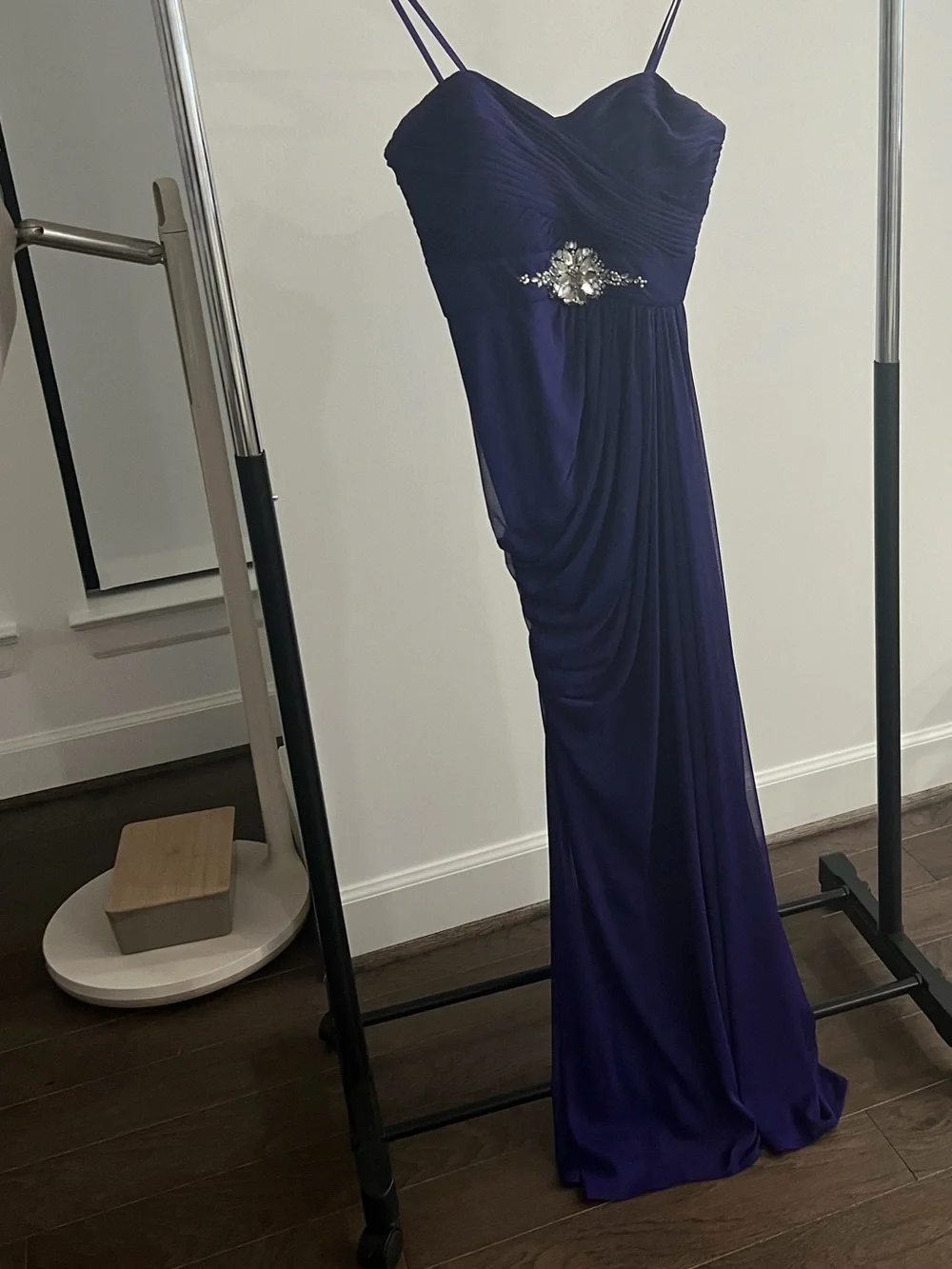 adrianna papell purple beaded dress Adrianna Papell Boutique Dress Size 6 Womens Formal Purple Mesh Overlay Beads